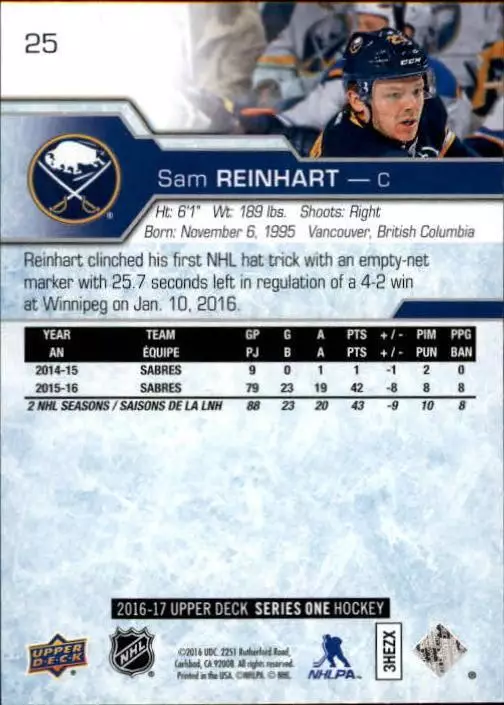 2016-17 Upper Deck #25 Sam Reinhart 1
