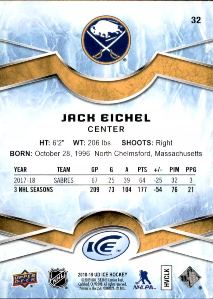 2018-19 Upper Deck Ice Green #32 Jack Eichel 1