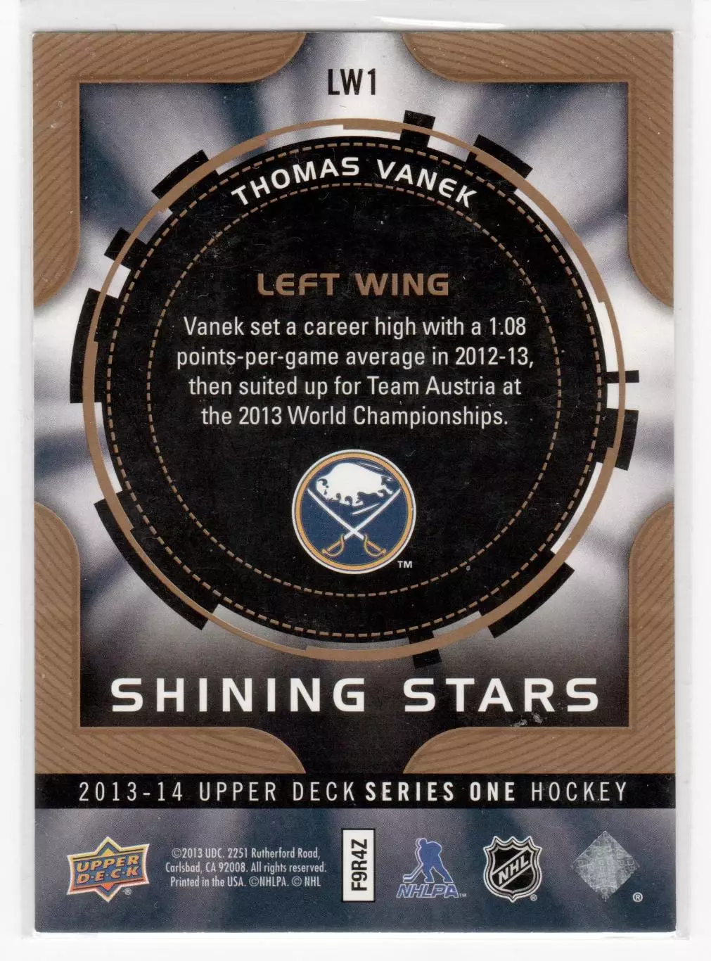 2013-14 Upper Deck Shining Stars Left Wing #LW1 Thomas Vanek 1