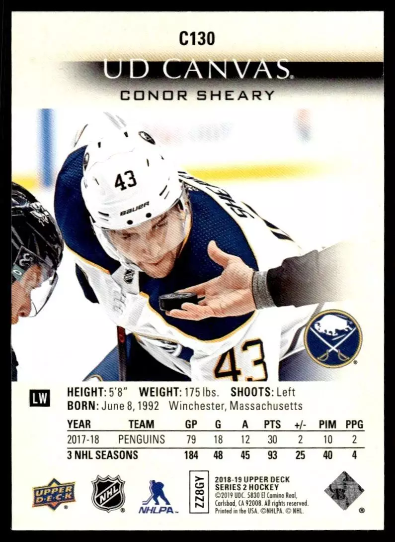 2018-19 Upper Deck Canvas #C130 Conor Sheary 1