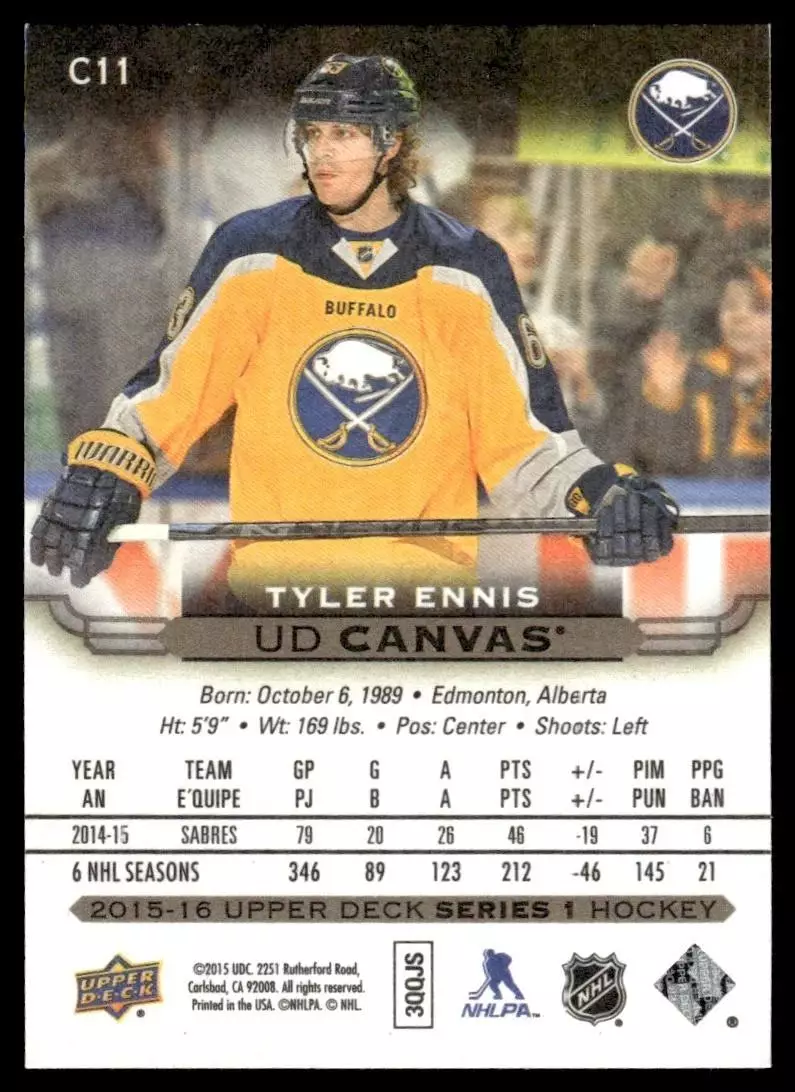 2015-16 Upper Deck Canvas #C11 Tyler Ennis 1