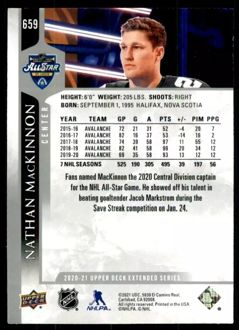 2020-21 Upper Deck #659 Nathan MacKinnon AS 1