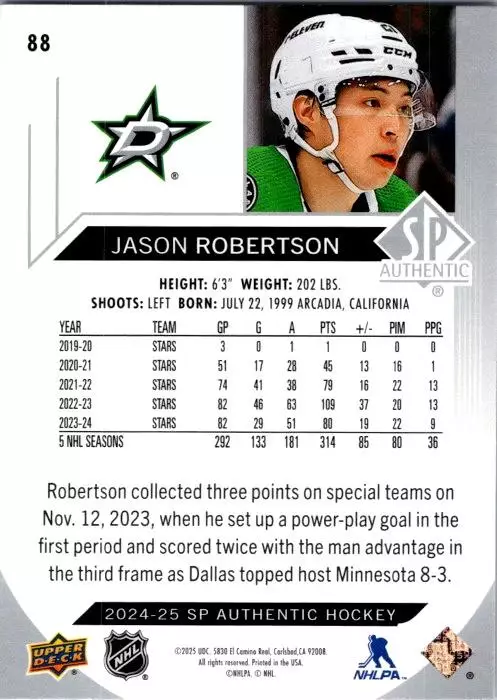 2024-25 SP Authentic #88 Jason Robertson 1