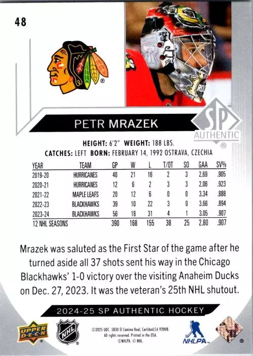 2024-25 SP Authentic #48 Petr Mrazek 1