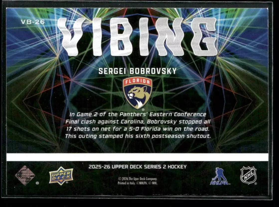 2025-26 Upper Deck Vibing #VB26 Sergei Bobrovsky 1