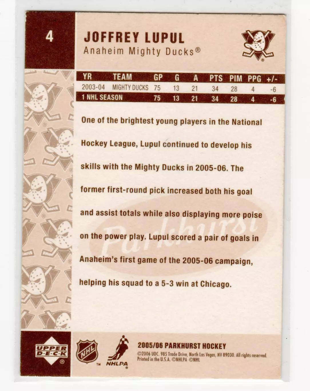 2005-06 Parkhurst #4 Joffrey Lupul 1