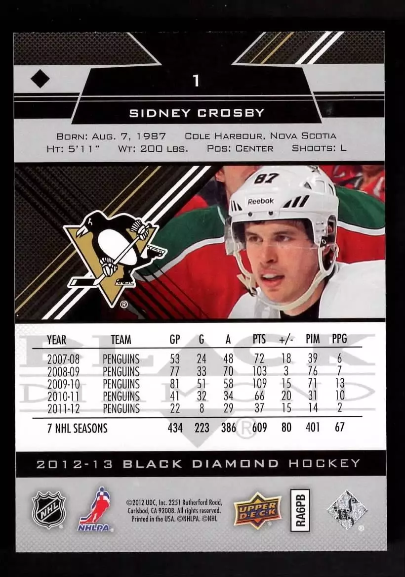 2012-13 Black Diamond #1 Sidney Crosby 1