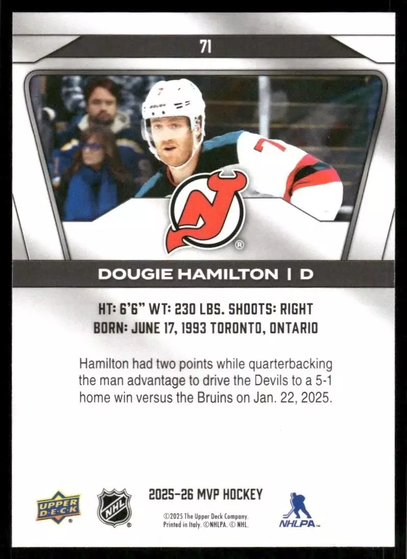 2025-26 Upper Deck MVP #71 Dougie Hamilton 1