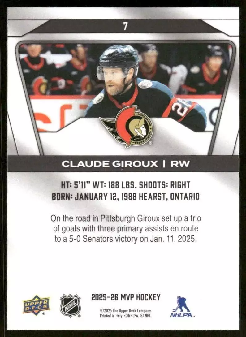 2025-26 Upper Deck MVP #7 Claude Giroux 1