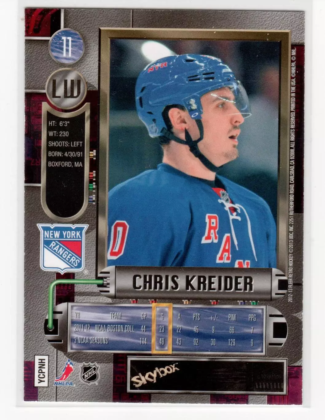 2012-13 Fleer Retro Metal Universe #11 Chris Kreider 1