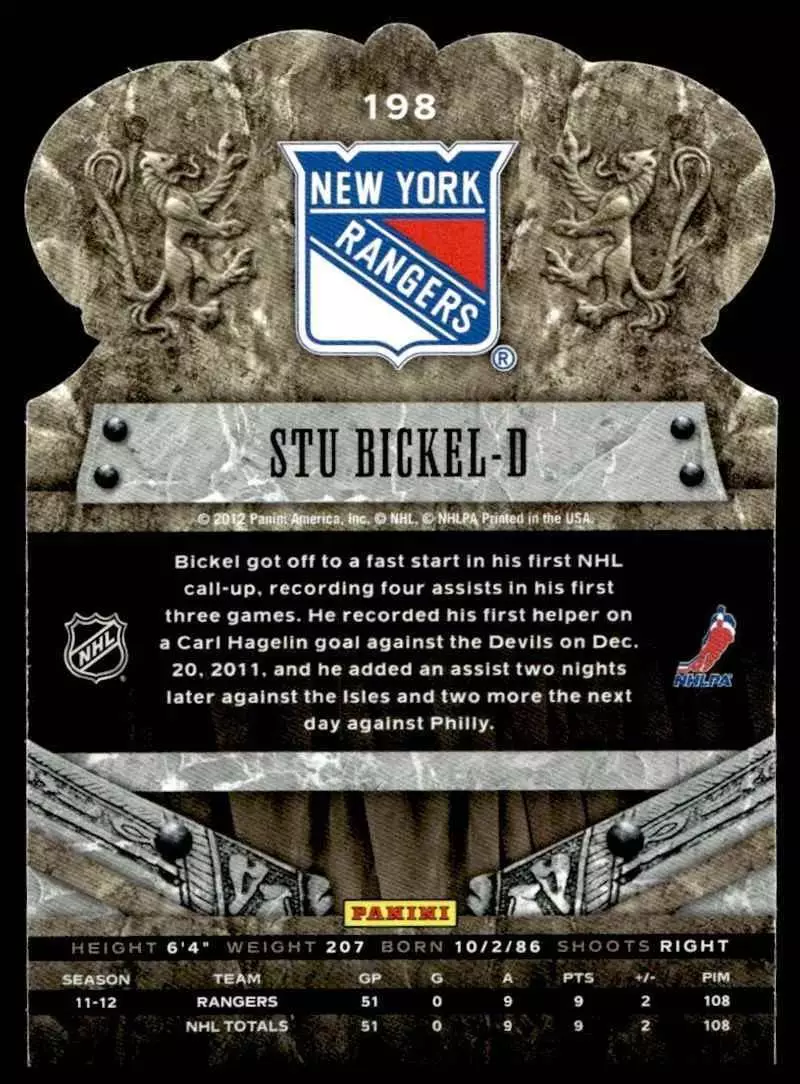 2011-12 Crown Royale #198 Stu Bickel RC 1