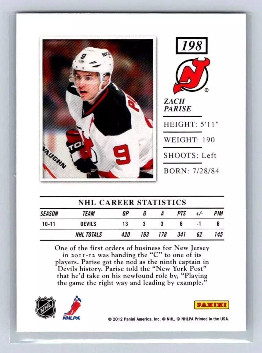 2011-12 Elite #198 Zach Parise 1