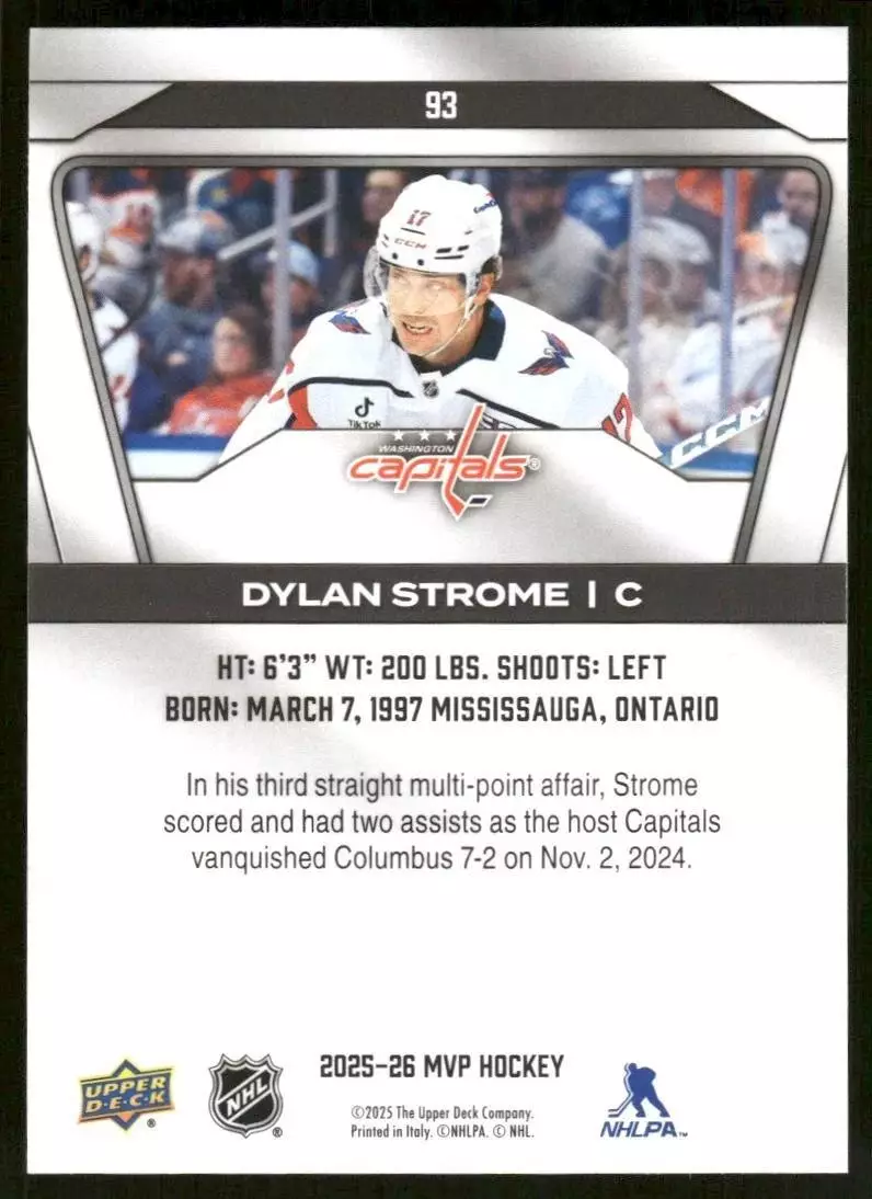 2025-26 Upper Deck MVP #93 Dylan Strome 1