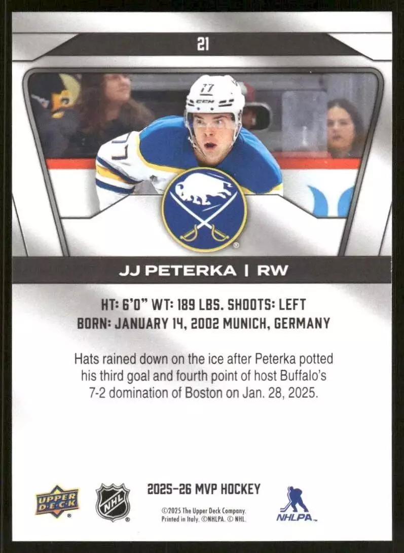 2025-26 Upper Deck MVP #21 JJ Peterka 1