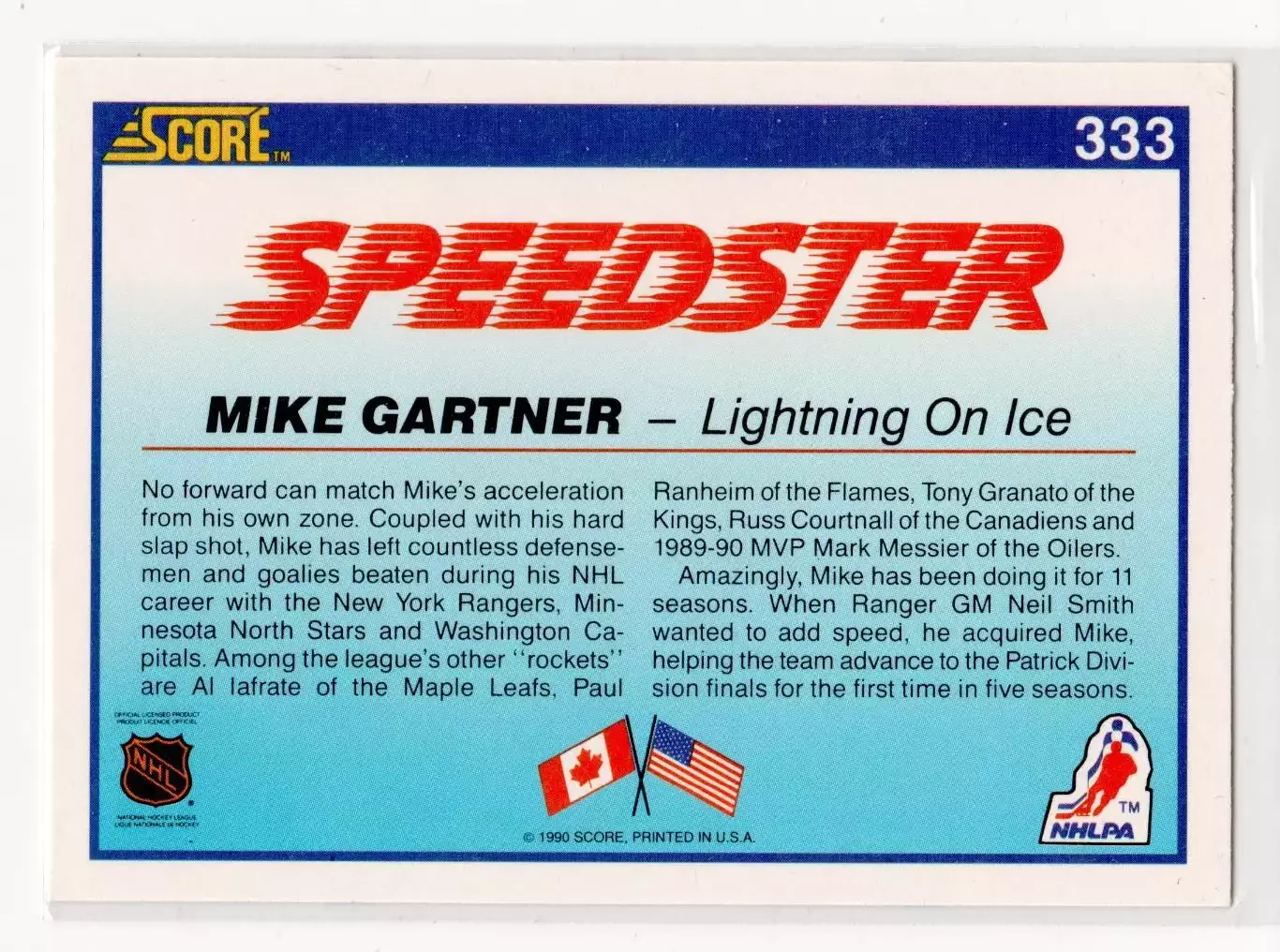 1990-91 Score #333 Mike Gartner Speed 1