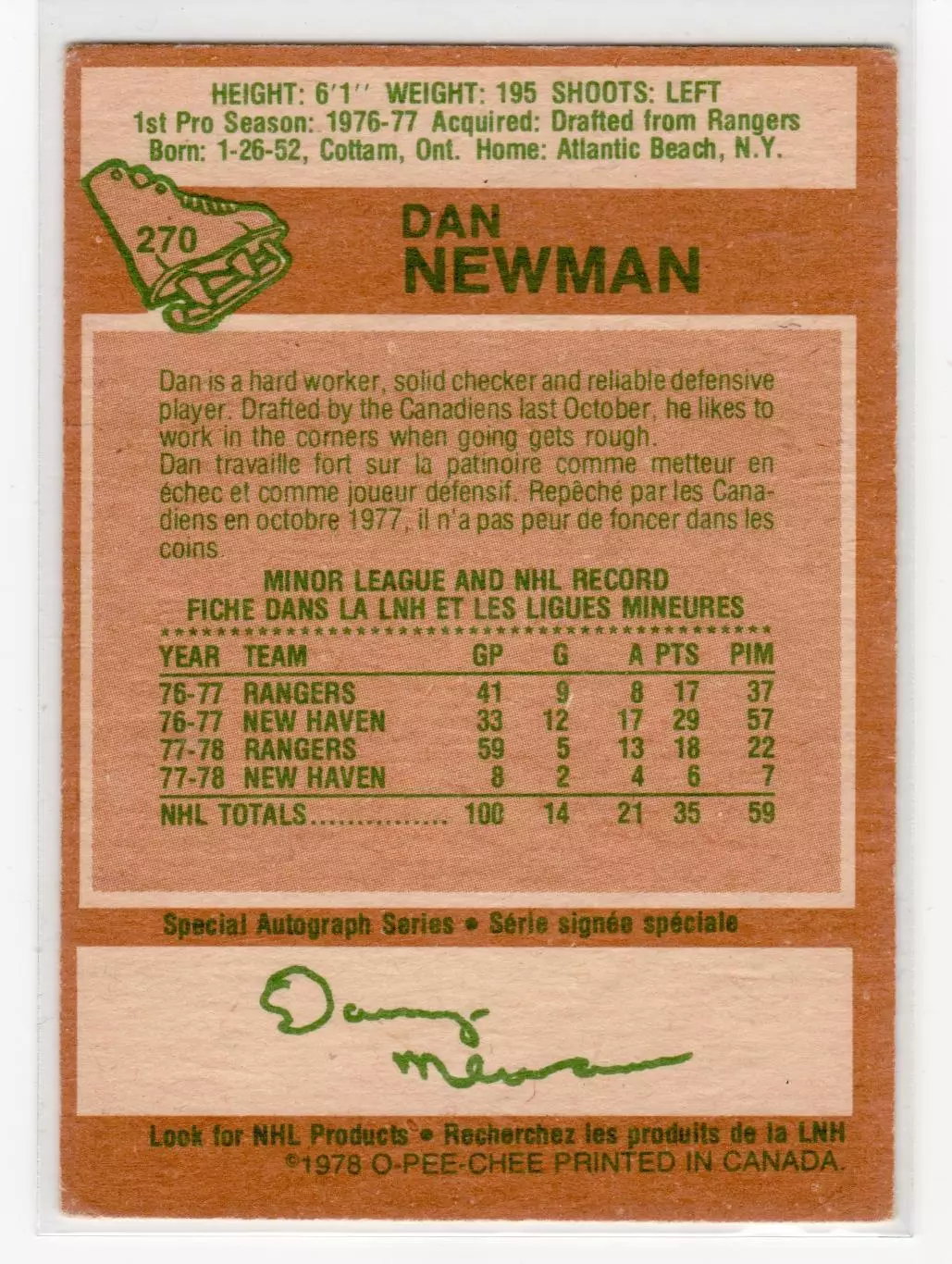 1978-79 O-Pee-Chee #270 Dan Newman 1