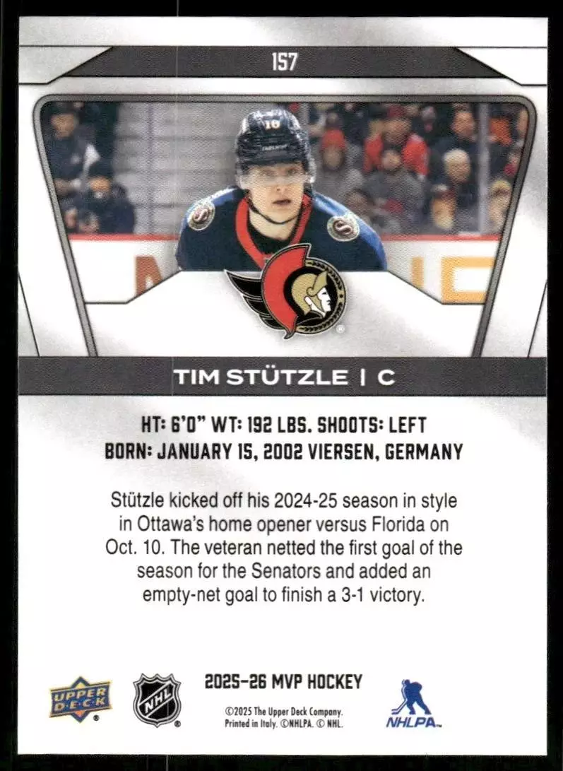 2025-26 Upper Deck MVP #157 Tim Stutzle 1