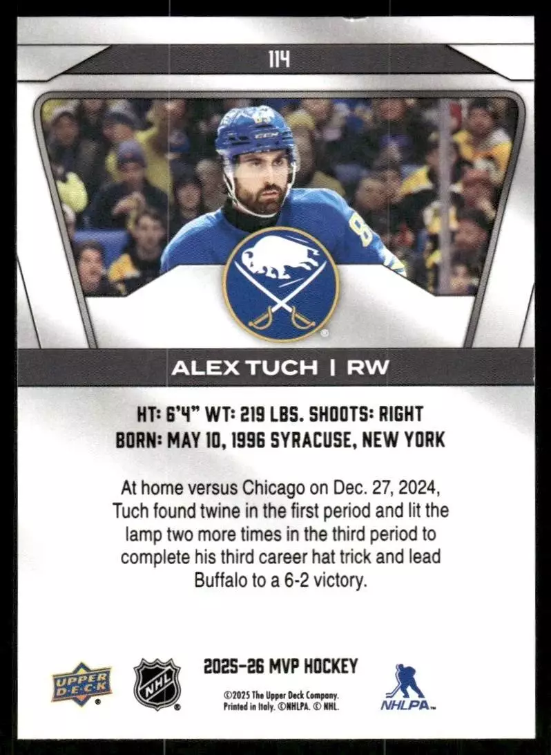 2025-26 Upper Deck MVP #114 Alex Tuch 1