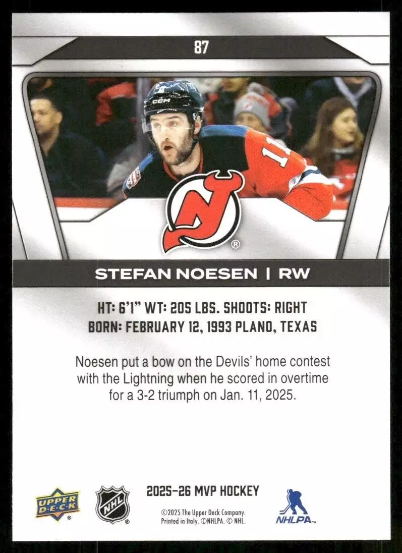 2025-26 Upper Deck MVP #87 Stefan Noesen 1
