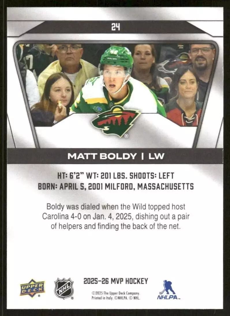 2025-26 Upper Deck MVP #24 Matt Boldy 1