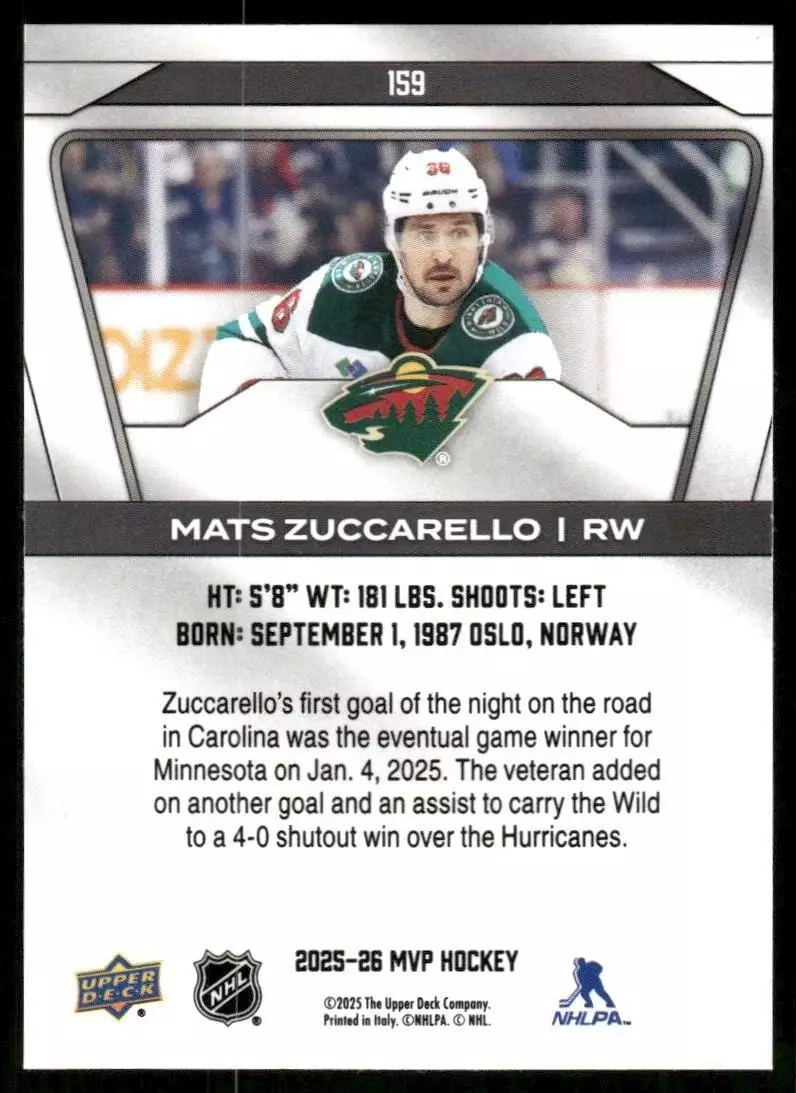 2025-26 Upper Deck MVP #159 Mats Zuccarello 1