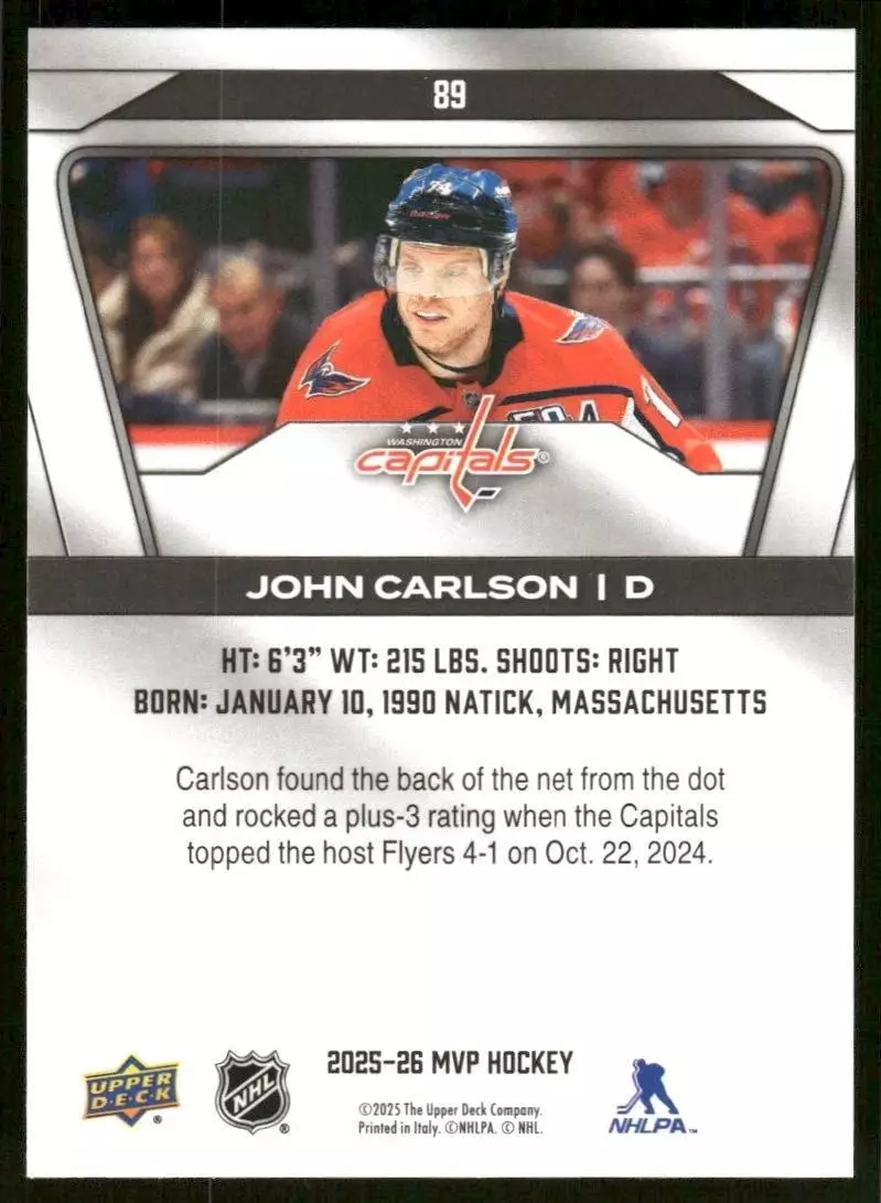 2025-26 Upper Deck MVP #89 John Carlson 1