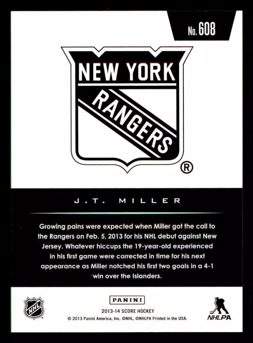 2013-14 Score #608 J.T. Miller HR RC 1