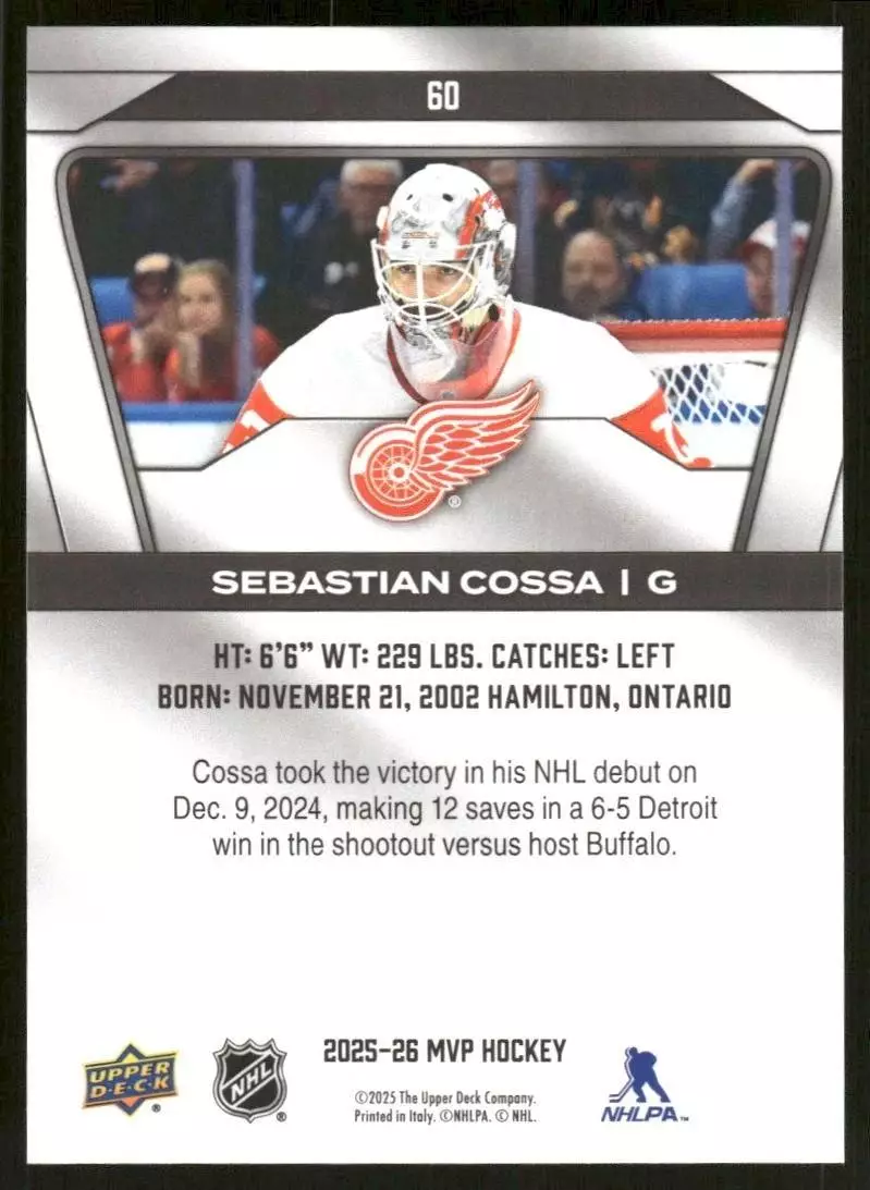 2025-26 Upper Deck MVP #60 Sebastian Cossa 1