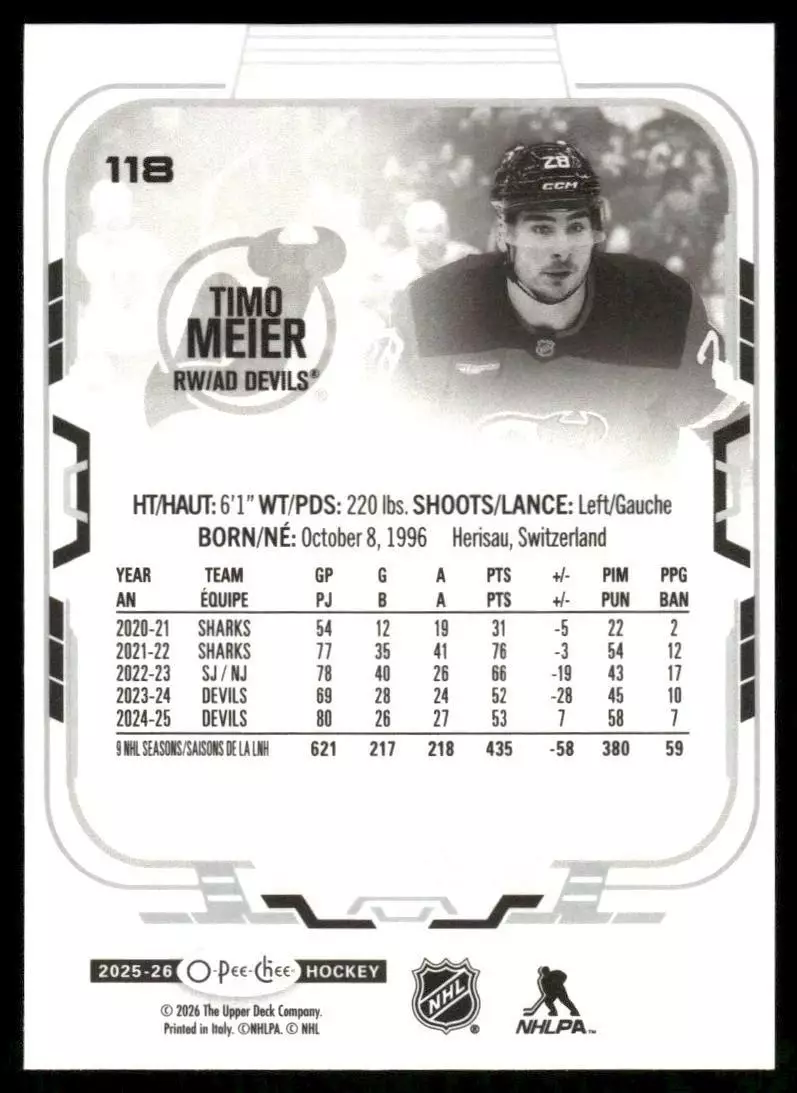2025-26 O-Pee-Chee #118 Timo Meier 1