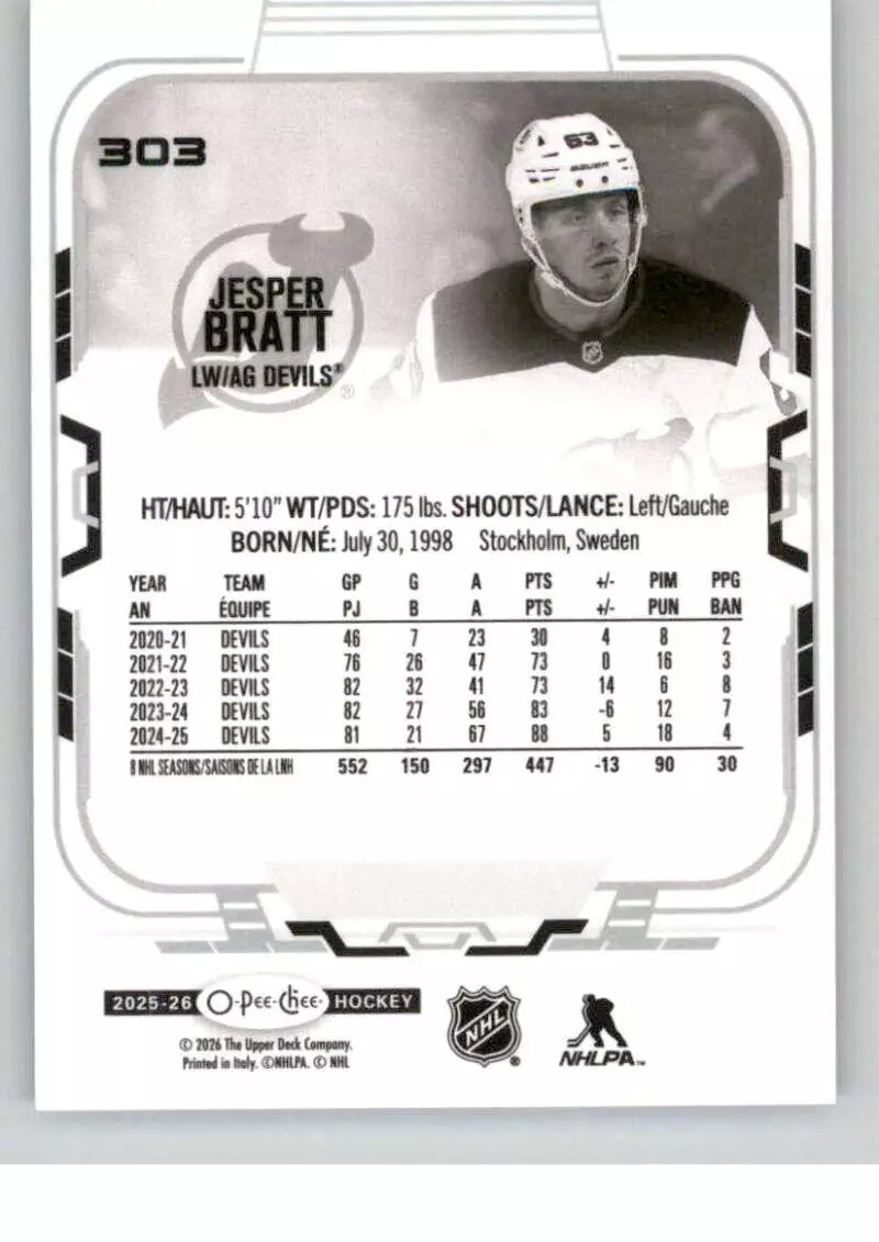 2025-26 O-Pee-Chee #303 Jesper Bratt 1