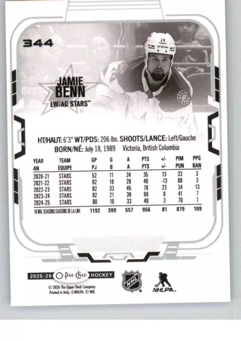 2025-26 O-Pee-Chee #344 Jamie Benn 1