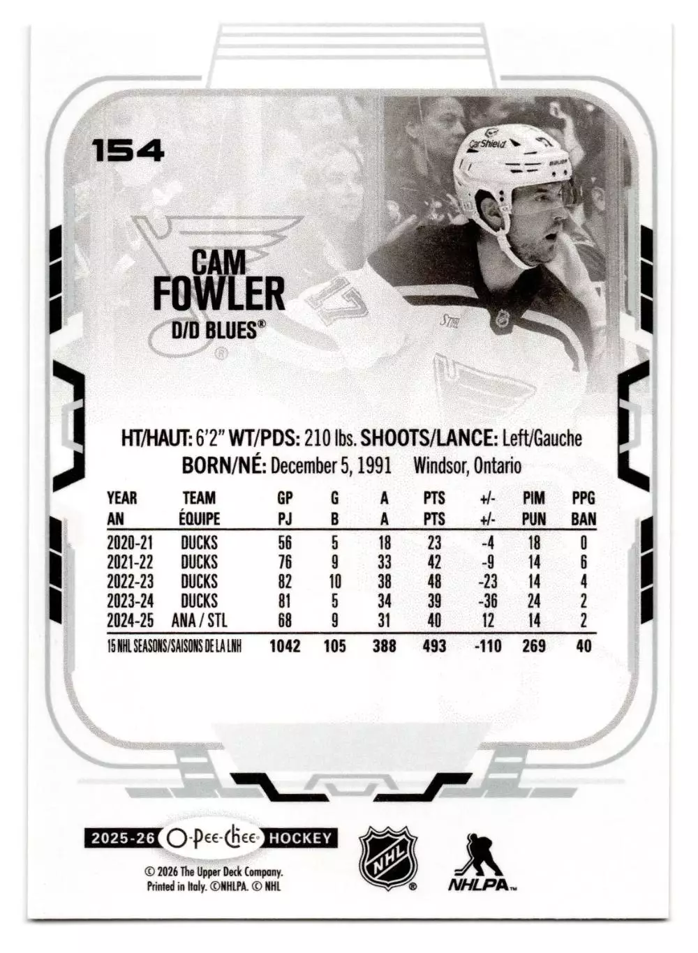 2025-26 O-Pee-Chee #154 Cam Fowler 1