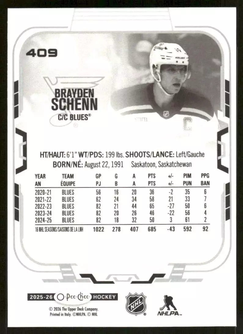 2025-26 O-Pee-Chee #409 Brayden Schenn 1