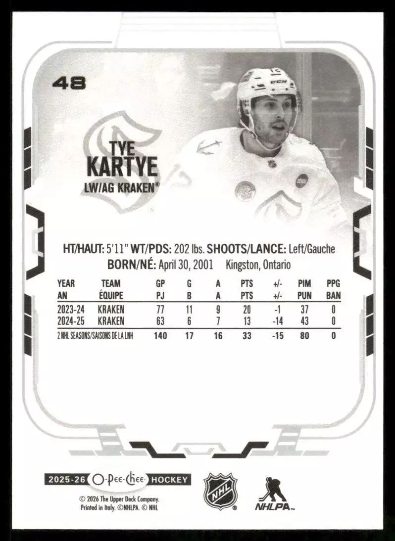 2025-26 O-Pee-Chee #48 Tye Kartye 1