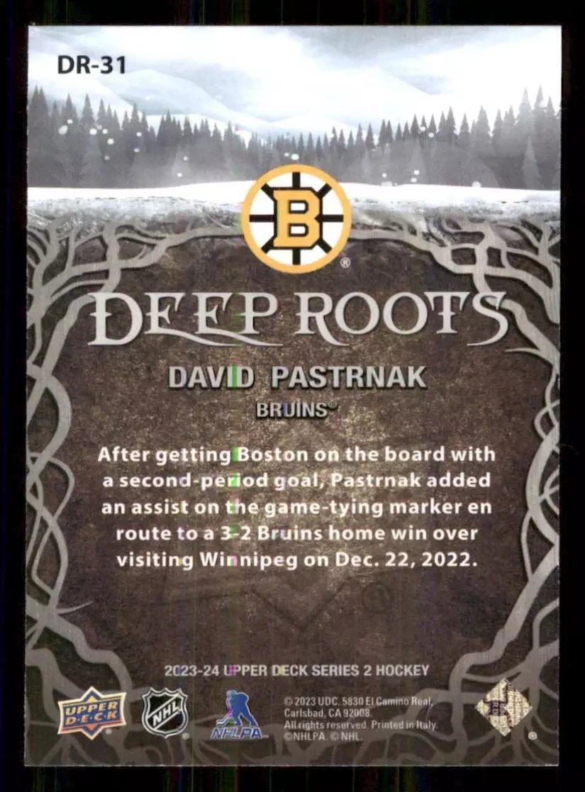 2023-24 Upper Deck Deep Roots #DR31 David Pastrnak 1