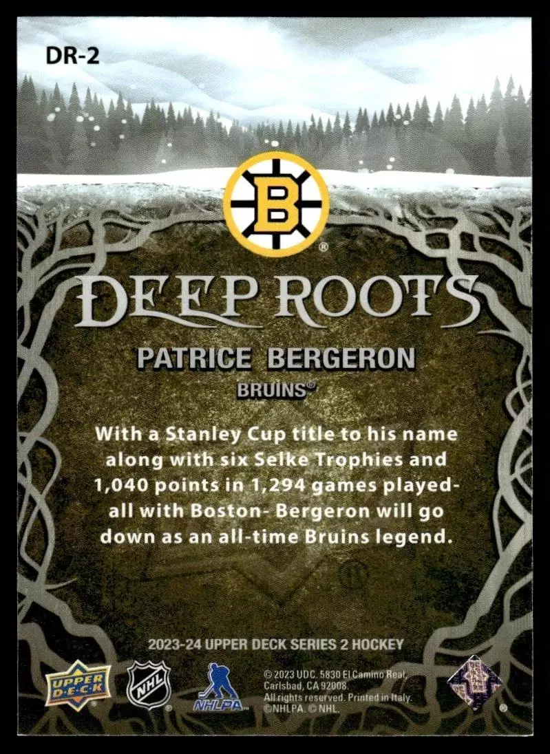 2023-24 Upper Deck Deep Roots #DR2 Patrice Bergeron 1