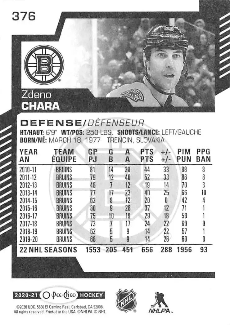 2020-21 O-Pee-Chee #376 Zdeno Chara 1