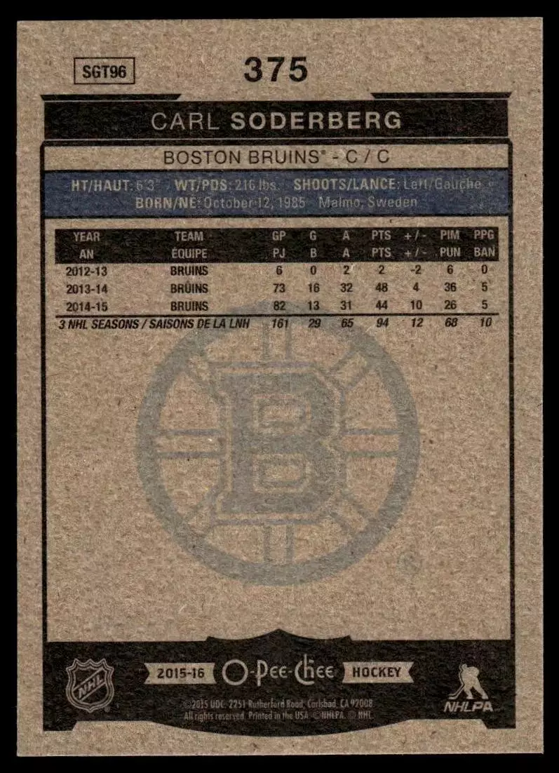2015-16 O-Pee-Chee #375 Carl Soderberg 1