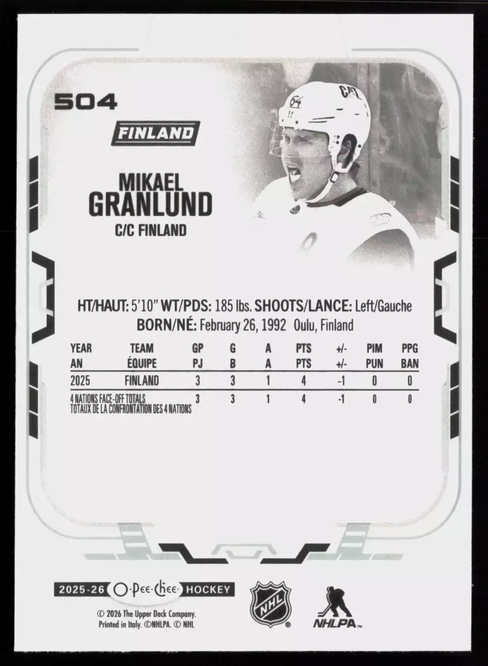 2025-26 O-Pee-Chee #504 Mikael Granlund 4N 1