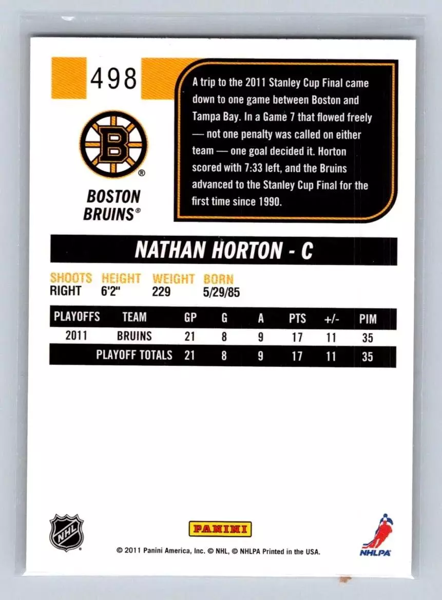 2011-12 Score #498 Nathan Horton HL 1