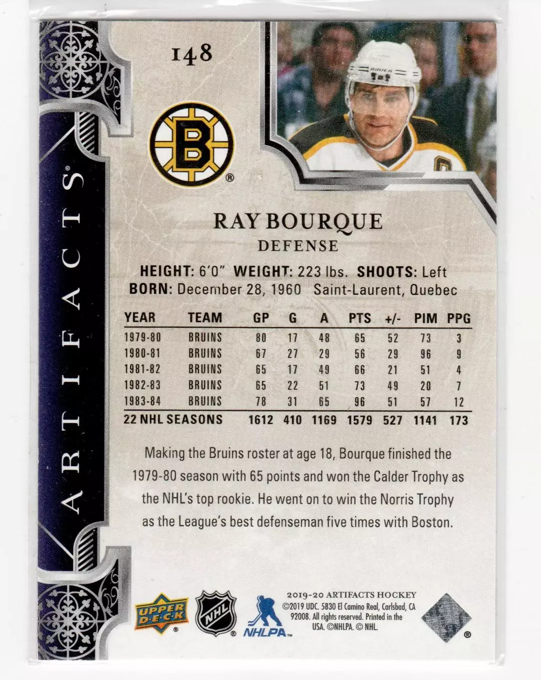 2019-20 Artifacts Ruby #148 Ray Bourque LEG 323\399 1