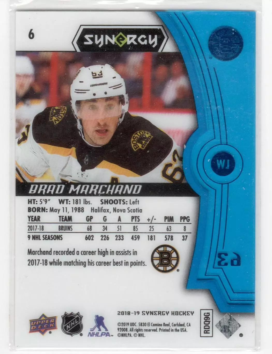 2018-19 Synergy Blue #6 Brad Marchand 1