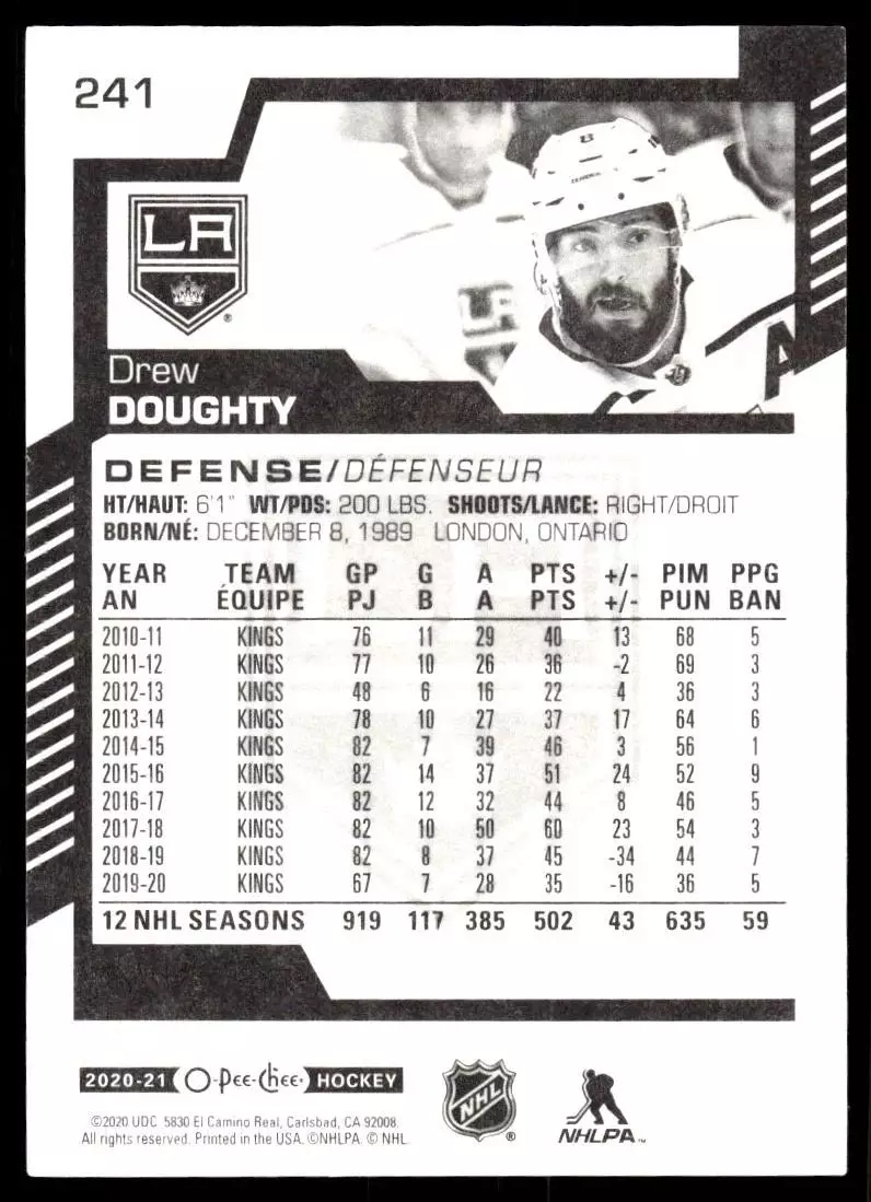 2020-21 O-Pee-Chee #241 Drew Doughty 1