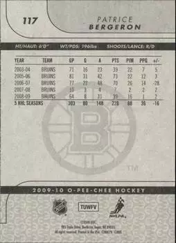 2009-10 O-Pee-Chee #117 Patrice Bergeron 1