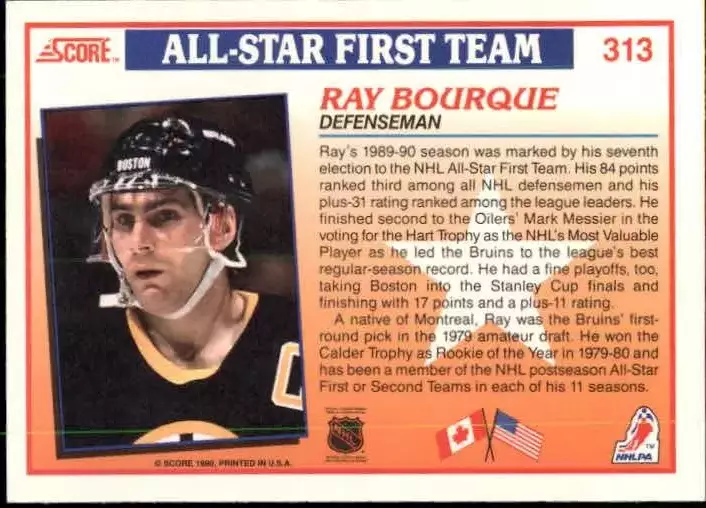 1990-91 Score #313 Ray Bourque AS1 1