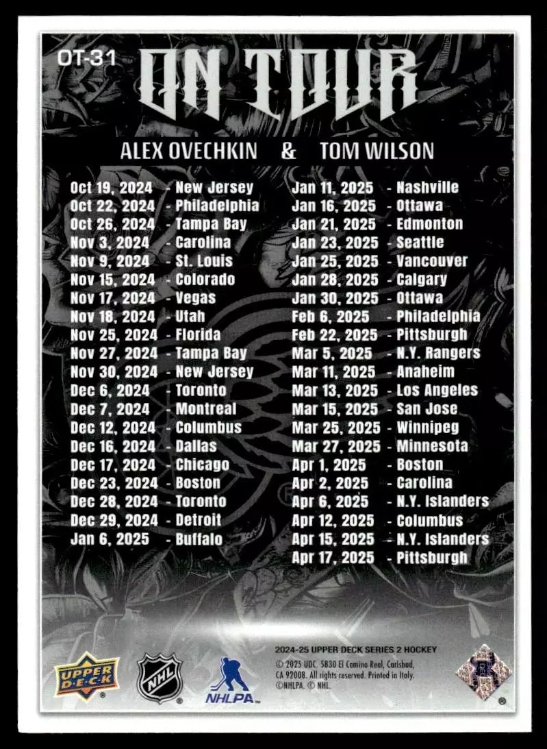 2024-25 Upper Deck On Tour #OT31 Alex Ovechkin/Tom Wilson 1