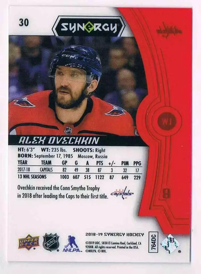 2018-19 Synergy Red #30 Alexander Ovechkin 1