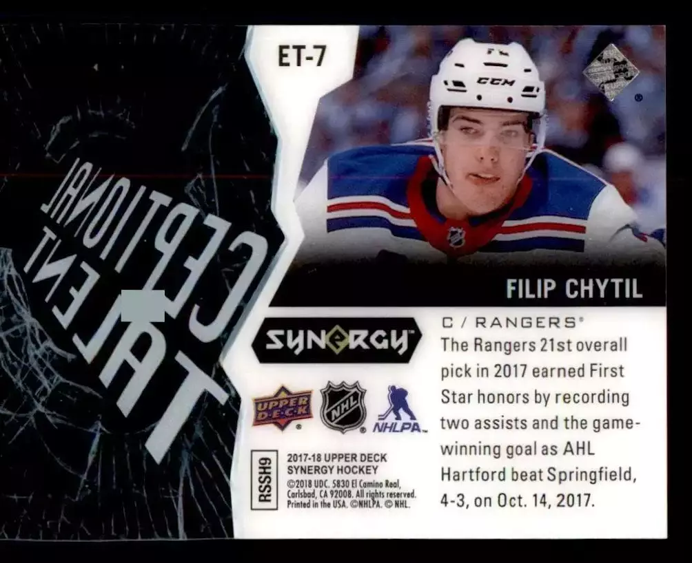 2017-18 Synergy Exceptional Talent #ET7 Filip Chytil 1