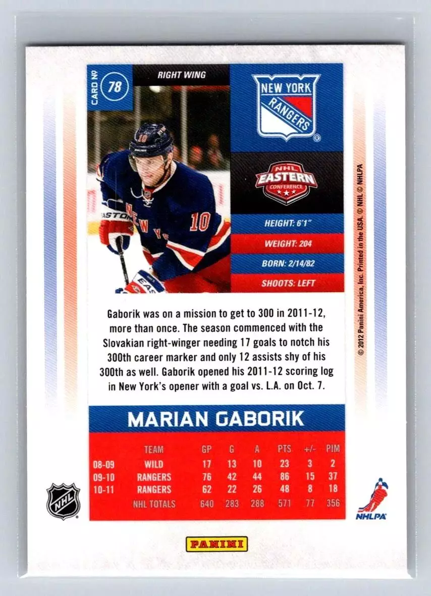 2011-12 Panini Contenders #78 Marian Gaborik 1