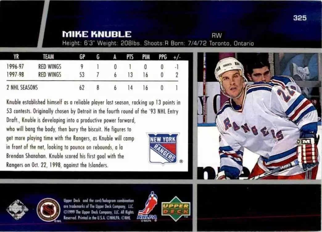 1998-99 Upper Deck Gold Reserve #325 Mike Knuble 1
